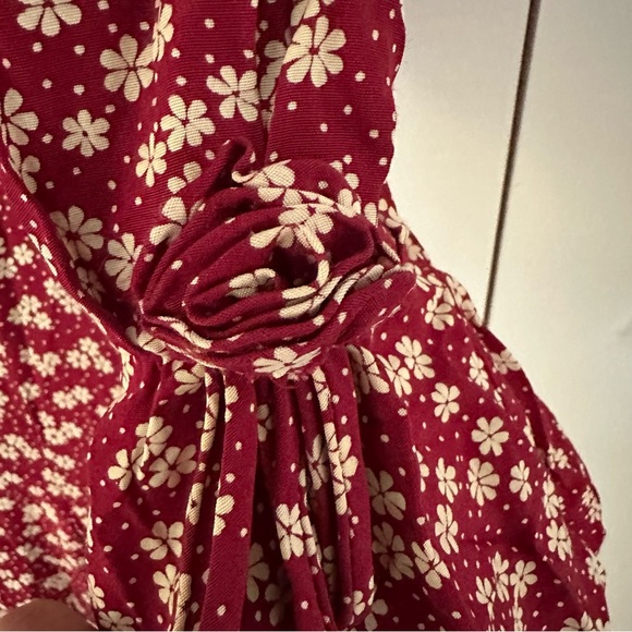 VTG Lanz Originals Dainty Floral Corset Maxi Dress Sz 12 Burgundy Cream - Picture 9 of 14